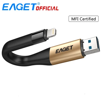 

EAGET I90 USB Flash Drive USB 3.0 64GB 128GB 2 In 1 MFI Certified OTG Pen Drive Charge Memory Stick For Lightning For iPhone