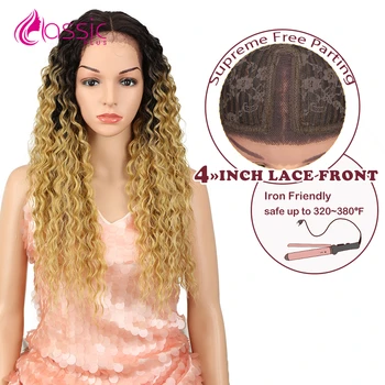 

Classic Plus 26 Inch Synthetic Lace Front Curly Hair Wig Ombre Blonde Long Kinky Curly Wigs For Black Women Heat Resistant