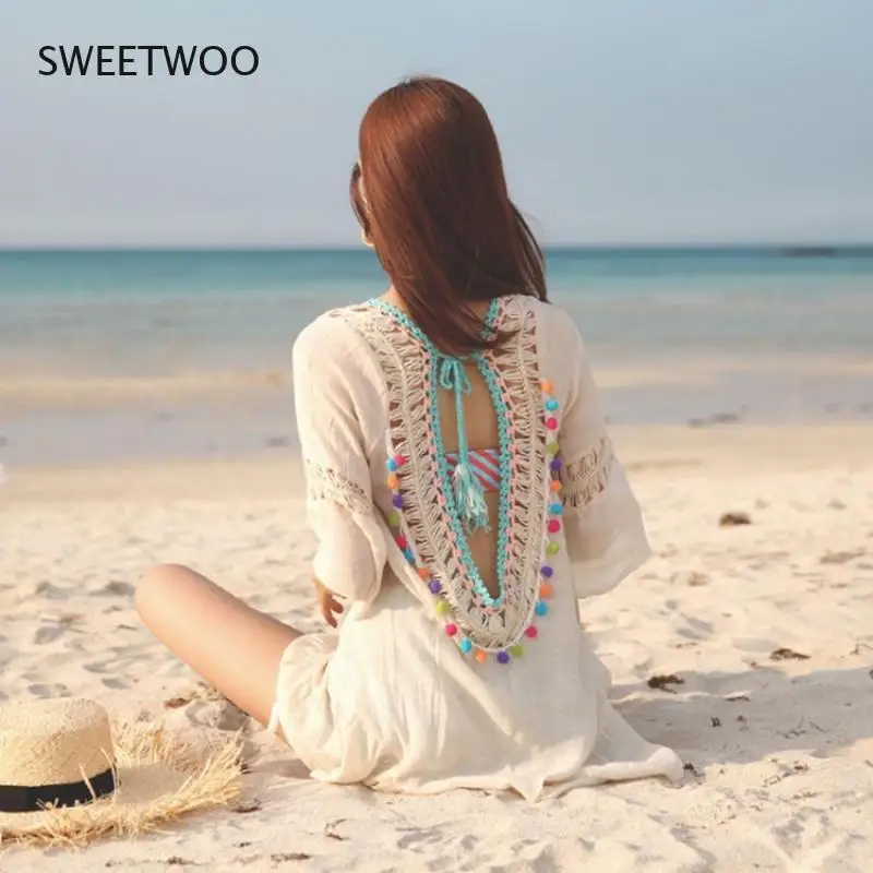 Sexy Beach Cover Up Long Pareos Bikinis Swim Cover Up Robe Plage Bikini Outing Boho Beachwear Beach Dress Swimwear