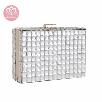 

Chi Belle big shining glass crystal rhinestone diamond girls evening clutch bag mini party small wedding handbag luxury design