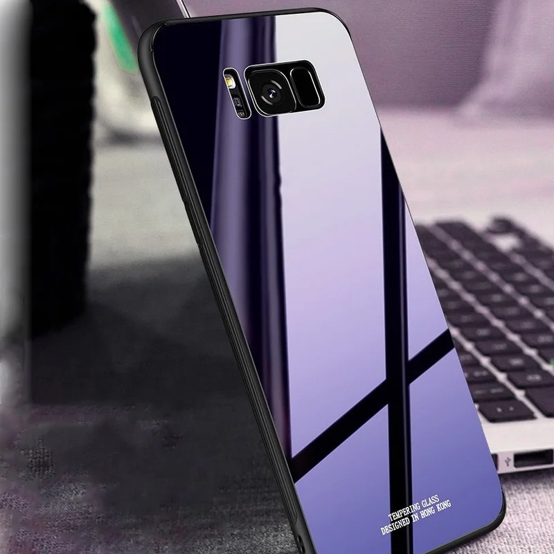 

Tempered Glass Case cover For Samsung Galaxy S8 S9 S10 Plus S10e A50 A30 70 A7 J6 A8 2018 Note 8 9 M30 M20 Aurora Colorful Case