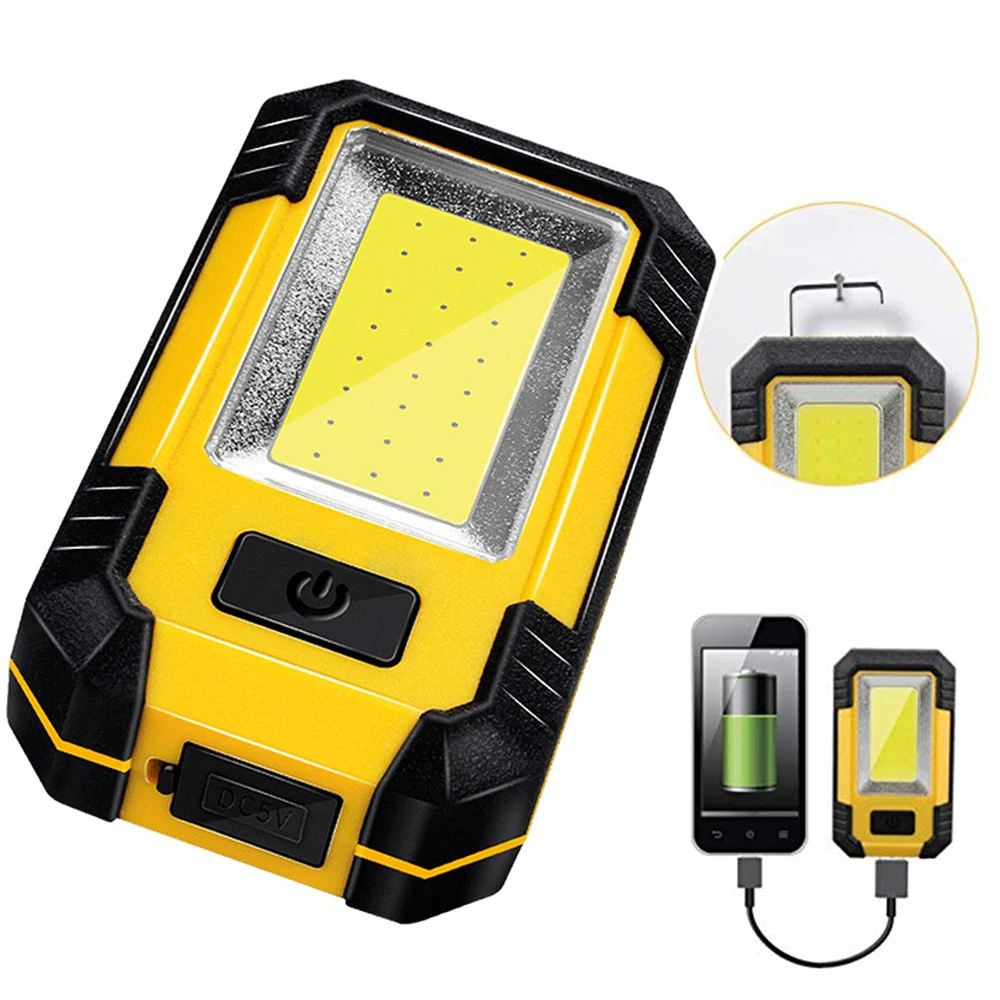 COB Work Light Portable LED Flashlight USB Rechargeable Adjustable Waterproof Camping Lantern Magnet hook with output
