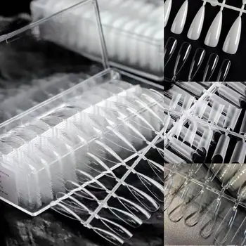 

Full Cover False Nail Tips Clear Fake Nails Four Combinations Mold For Extension Acrylic UV Gel Display Practice Manicure White