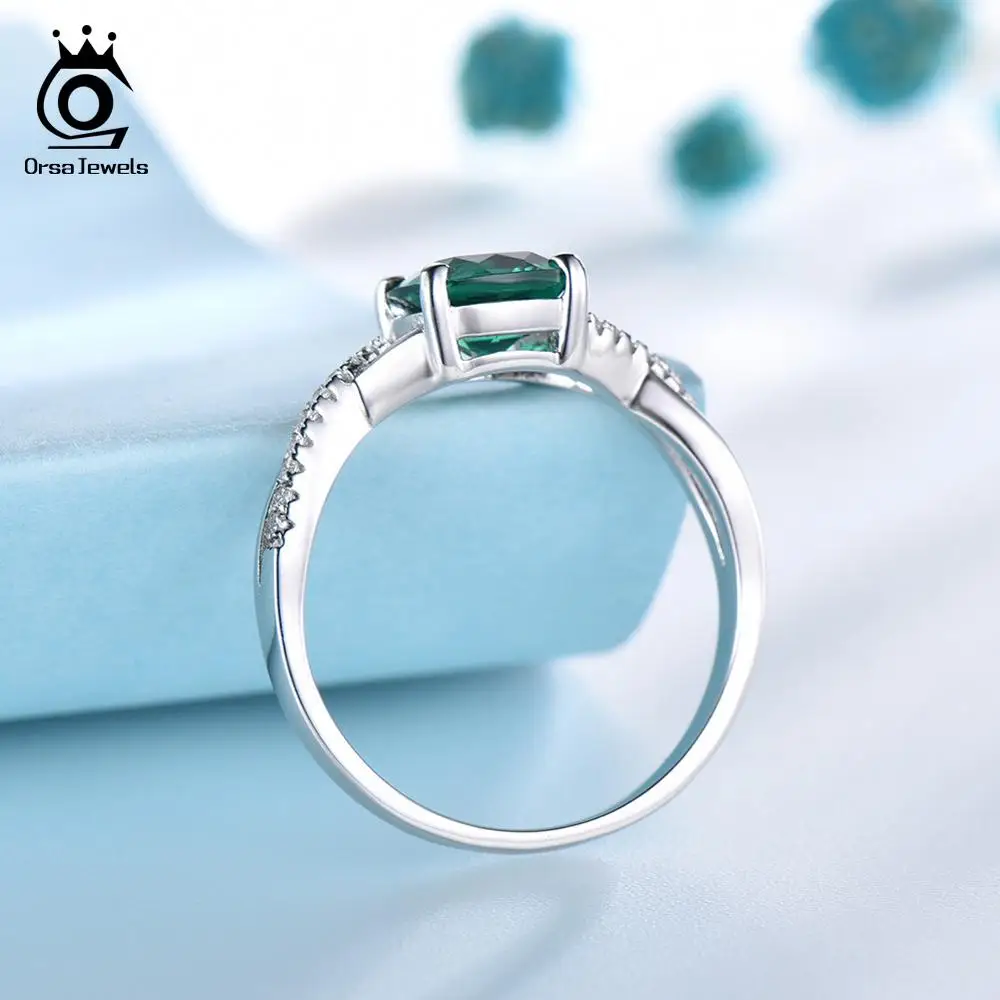 ORSA JEWELS изысканное кольцо из стерлингового серебра 925 пробы женское Изумрудное кольцо с квадратным вырезом спиральное кольцо в форме волны юбилей ювелирные изделия VSR20