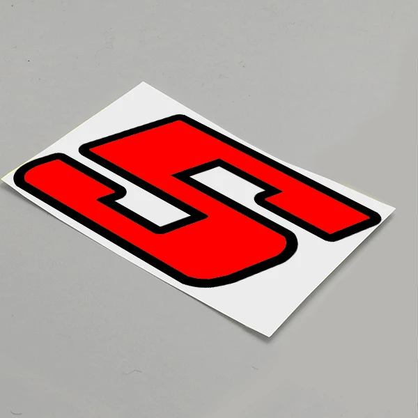 Vinyl DIY Sticker Decal Black (Red Outline) Quare Font Race Number Racing Number  Sticker for Car