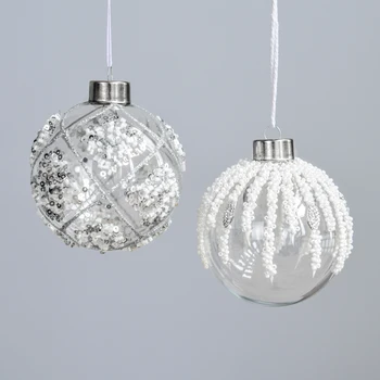 

Christmas ball decoration hanging ball 8cm matte transparent white snow ball tree decoration pendant