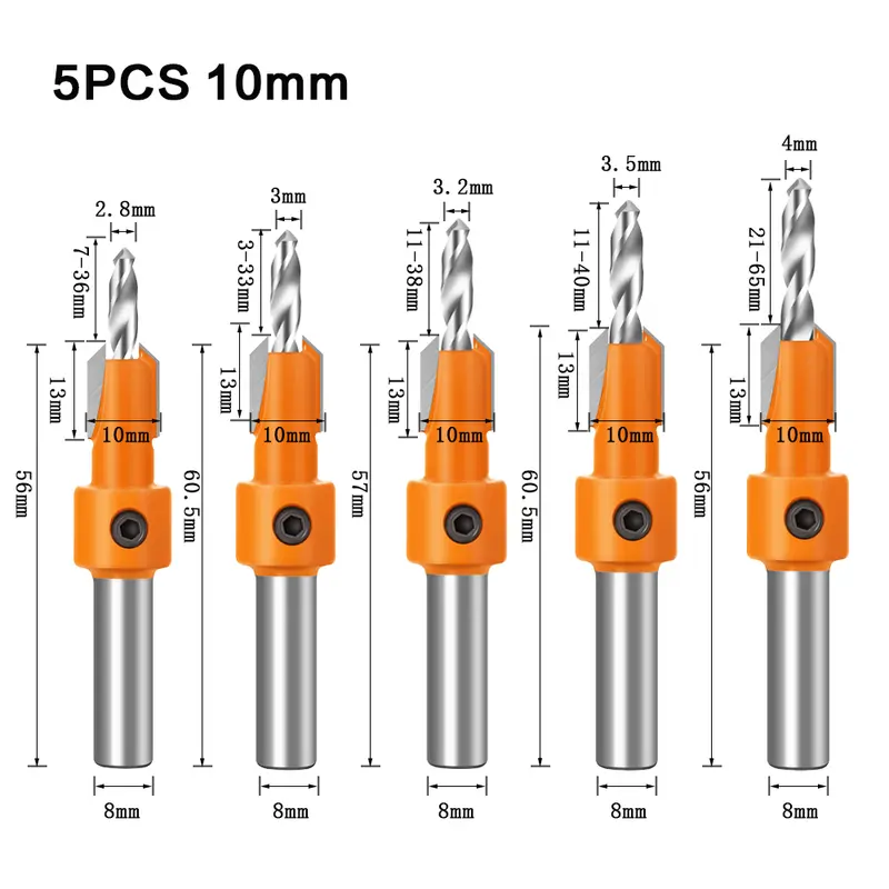 8mm Shank HSS Woodworking Countersink Router Bit Screw Extractor Remon Demolition for Wood Milling Cutter Woodworking Tools - Image 3