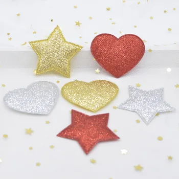 

20Pcs Christmas Series Glitter Fabric Heart Star Patches for Clothes Crafts Sewing Supplies Appliques Tree Decor Accessories L21