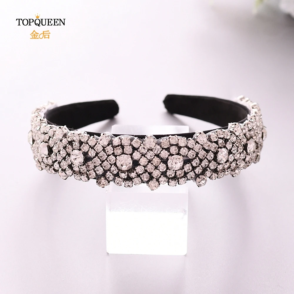 black TOPQUEEN S28B-FG, свадебные стразы, аксессуары для волос, свадебная тиара, головные уборы, серебряные стразы, повязка на голову, свадебные украшения для волос - Color: black