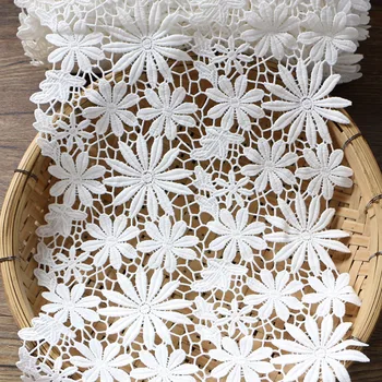 

1 YARD/lot 25 cm Width Sewing Accessories Water Soluble Floral Lace Applique White Embroidered Lace Trim