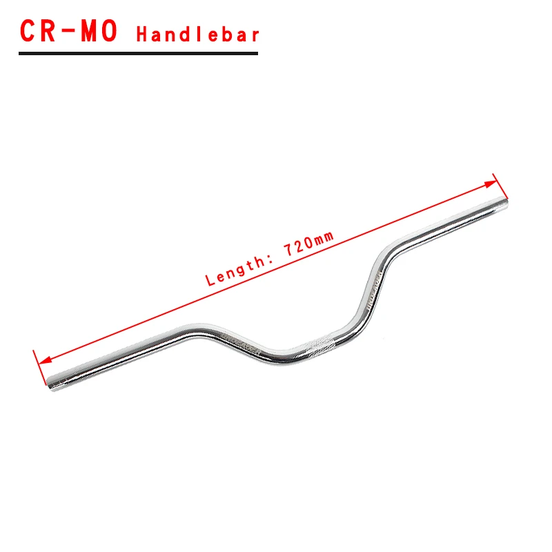 Chrome Molybdenum Steel Bicycle Handlebar, BMX Streetcar, Bike Parts, Black and Silver, 22.2*720mm