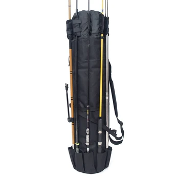 

Large Capacity Practical Canvas Fishing Rod & Reel Organizer Bag Travel Carry Case Bag Holds 5 Poles & Tackle