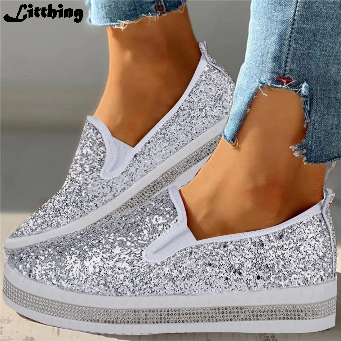 women's sequin moccasins