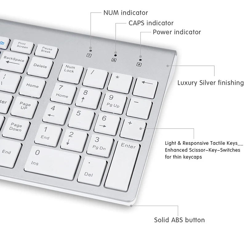  SeenDa 2.4G Wireless Silent Keyboard and Mouse Mini Multimedia Full-size Keyboard Mouse Combo Set F