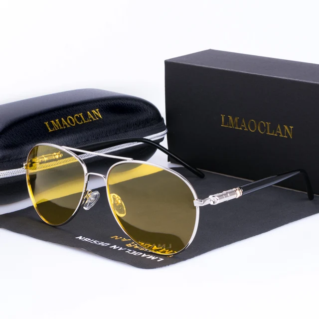 - Mens Polarized Night Driving Sunglasses Brand Designer Yellow Lens Night Vision Driving Glasses Goggles Reduce Glare