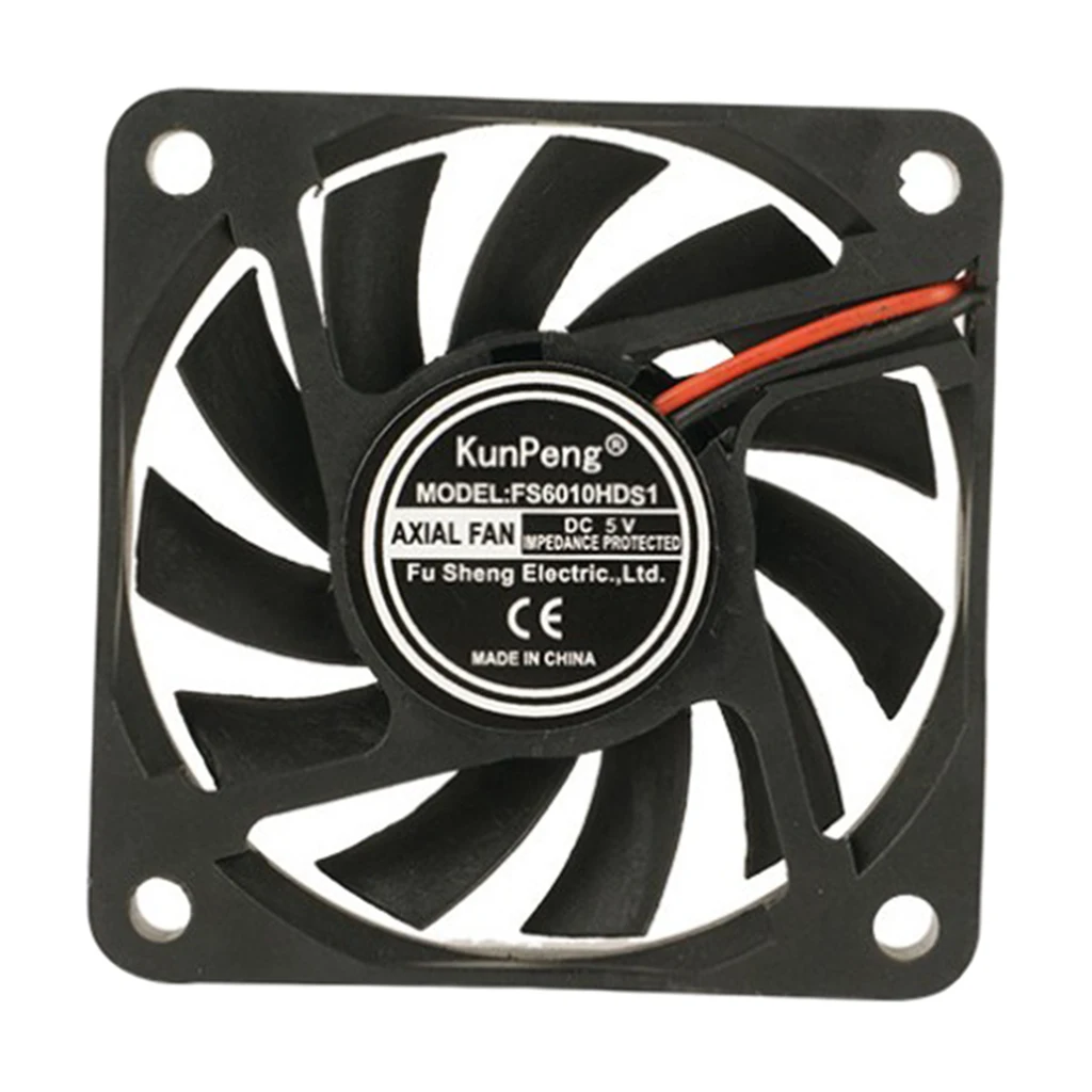 Black Cooling Fan 6010 5V 1.1W 6CM 60x60x10mm 2.4x2.4x0.4-inch, High Quality