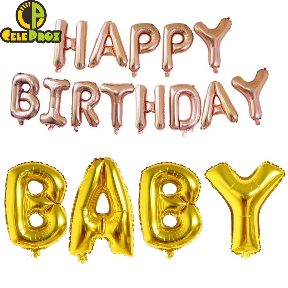 16Inch 32Inch Aluminum Foil Balloons A-Z Rose Gold Silver Letter Balloon Wedding Party Happy Birthday Baby Shower Supply | Дом и сад