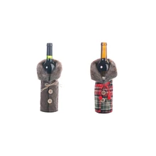 Счастливого Рождества украшения Топпер мешок подарок мини-пальто решетки бутылки вина крышка стола украшения для домашнего ужина Вечерние