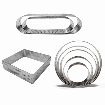 

8PCS Metal Tart Rings Set Stainless Steel Cake and Pastry Ring Bakery Tools Kitchen Cake Mousse Ring Mousse Mold for Pastry Cake