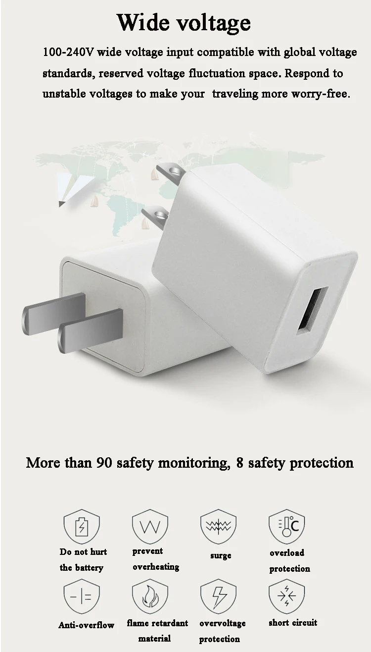 10 шт. USB зарядное устройство для мобильного телефона настенный адаптер США штекер 1А быстрая зарядная головка для Android для iph