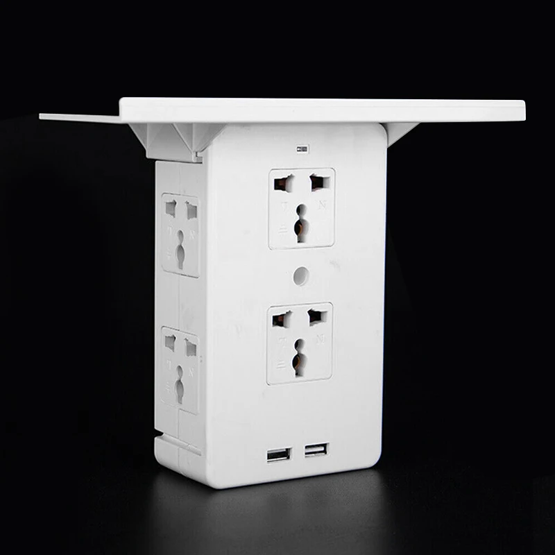 

Switch Socket Rack 6 Electrical Outlet Extenders 2 USB Charging Ports Home QP2