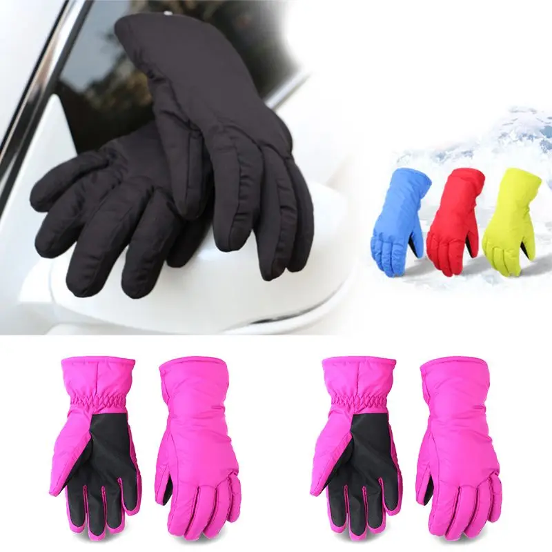 Унисекс зимние водонепроницаемые лыжные перчатки с плюшевой подкладкой теплые однотонные Нескользящие варежки новые