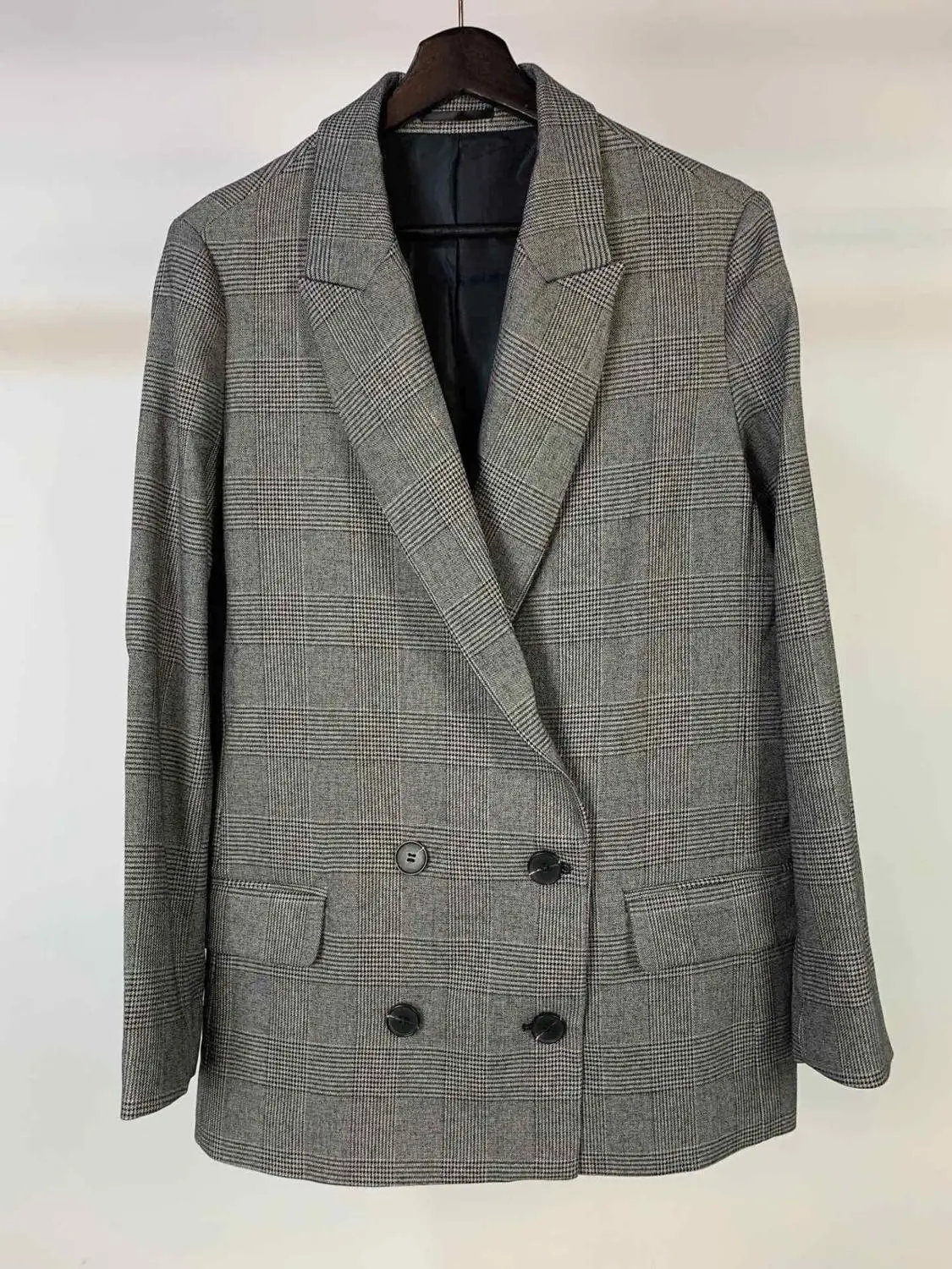 2019FW, высокое качество, Женский клетчатый свободный Блейзер, пальто, женская Повседневная двойная куртка, верхняя одежда, ddxgz2v 10,12