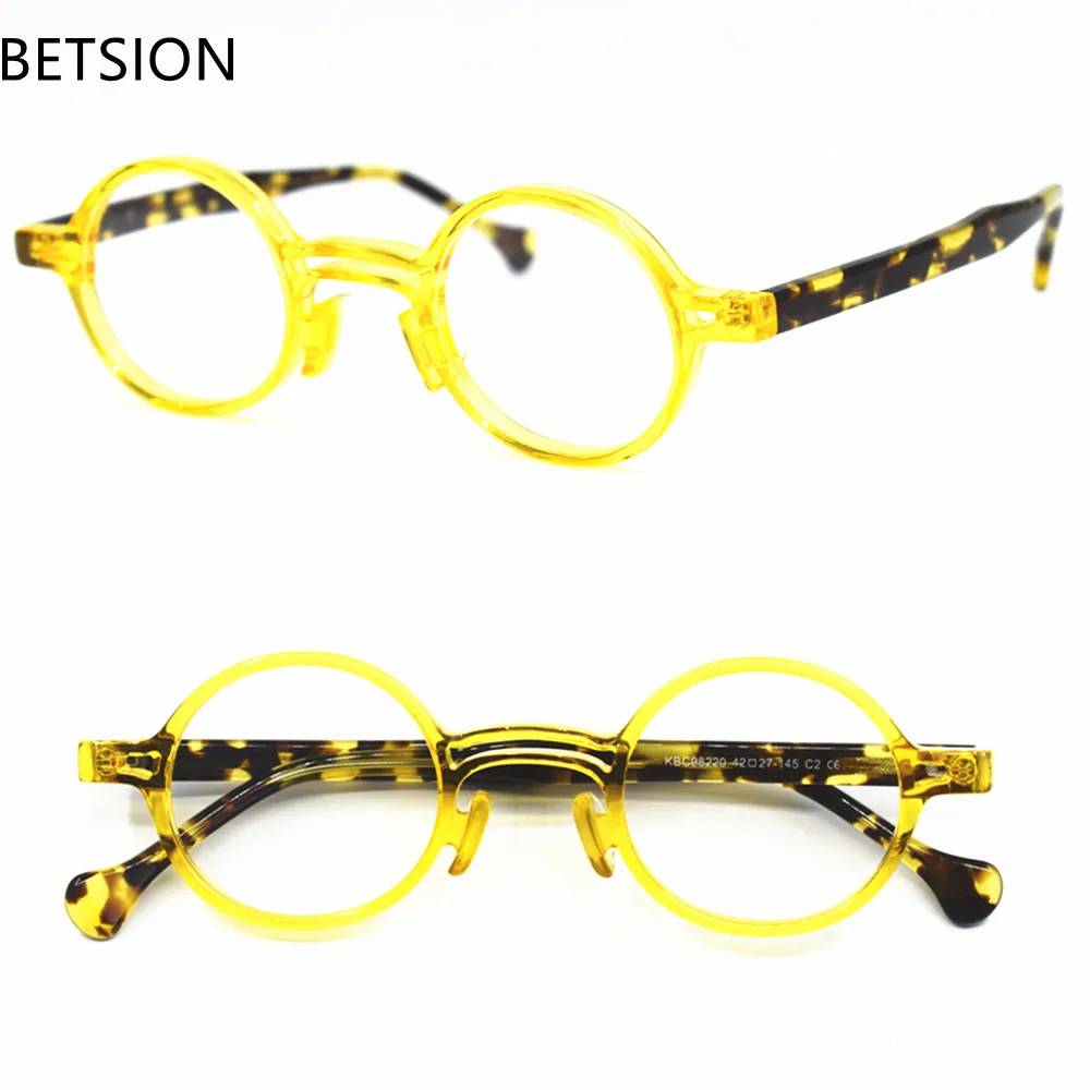 

BETSION Vintage Small Round Glasses Eyeglass Frames Acetate Men Myopia Prescription Glasses Frame Personality Women