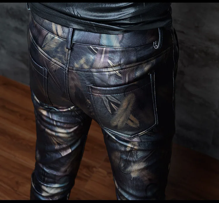 Черные кожаные штаны мужские s плюс бархатные зимние мужские кожаные штаны толстые теплые высококачественные хип-хоп однотонные штаны из искусственной кожи 27-36