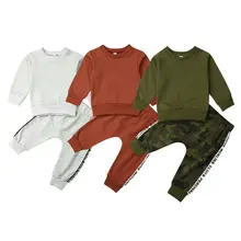 Комплект зимней одежды для малышей; Спортивный костюм для маленьких мальчиков; свитер с длинными рукавами; Топ и штаны; Детские костюмы из 2 предметов