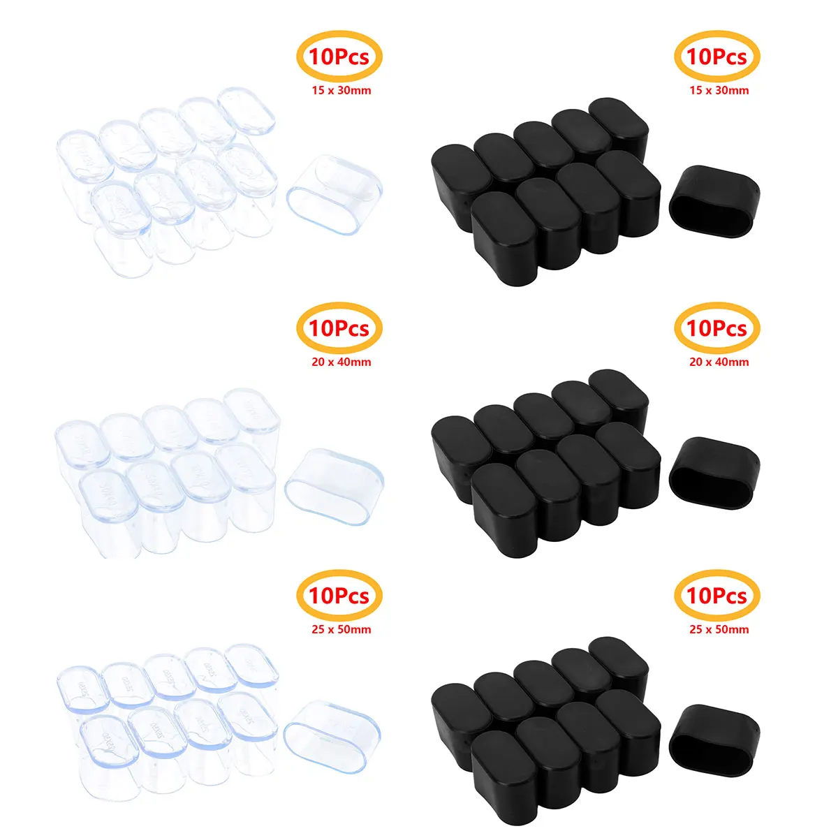 10xChair Leg Cap Rubber Feet Protector Pads Furniture Table Covers-Round Bottom 