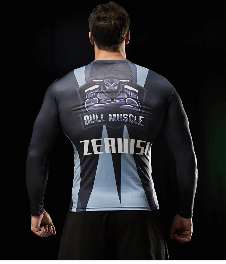 Personalisierte Homme Kompressions-T-Shirts Langarm Herren Gym Laufen Fitness für Sportaktivitäten – Detail 9