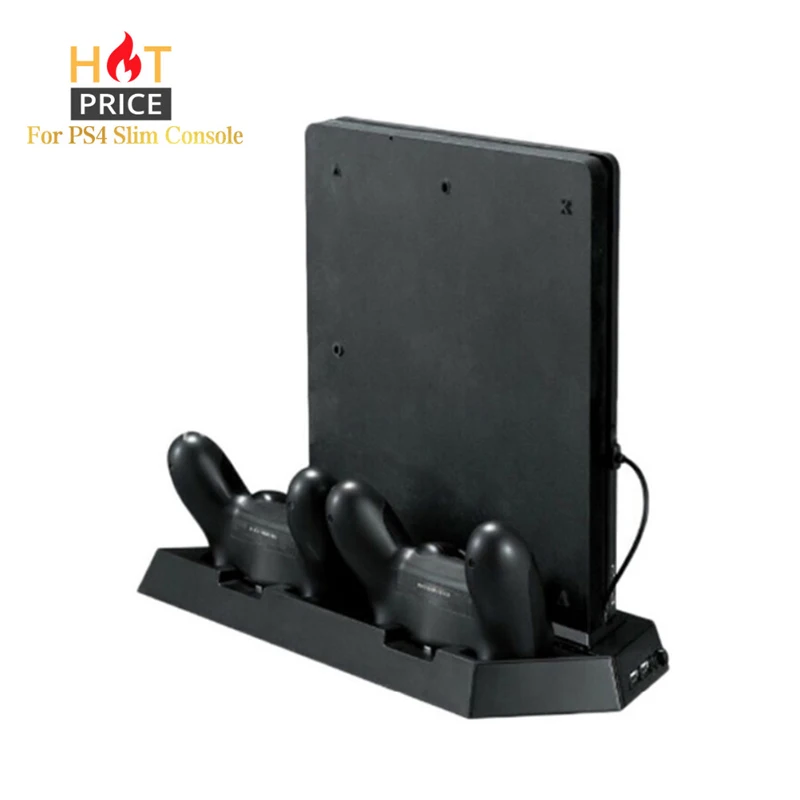  Game Console Stand For PS4 Slim Console Vertical Game Console Stand Dock With Dual Charging Station