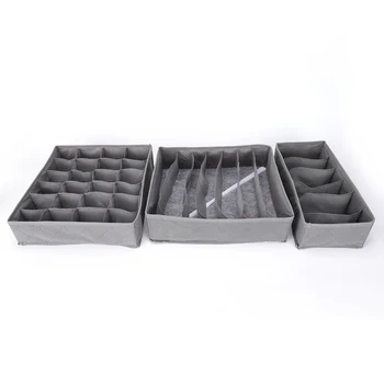 

3PCS Underwear Bra Socks Ties Divider Closet Container Storage Box Organizer Set