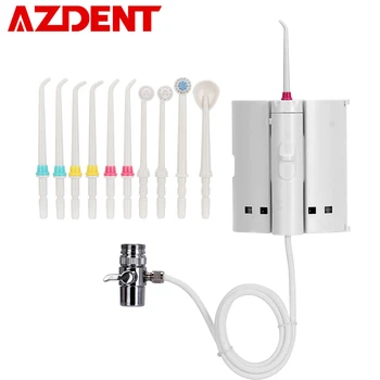 

AZDENT 10 Tips Faucet Dental Flosser Oral Irrigator Water Jet Floss Tooth Cleaner Pick Irrigation with Brush Head Teeth Whiten