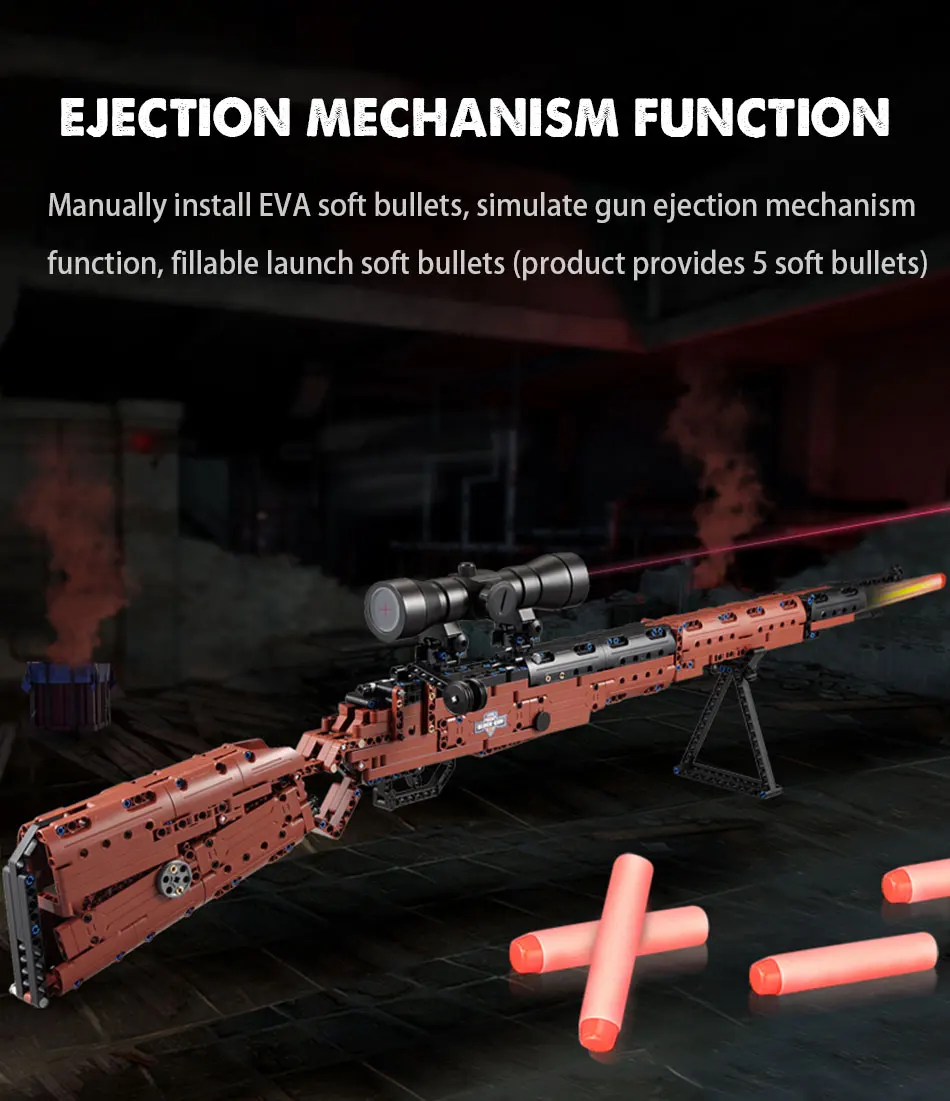 Fixation Toys Weapon Military Gun with Foam Blaster Bullet 653pcs Building Blocks Educational New Year Gift for PUBG Gamer Kids