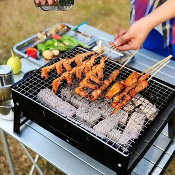 

Portable Charcoal BBQ Grill Folding Barbecue Kabob Stove Camping Outdoor UD88