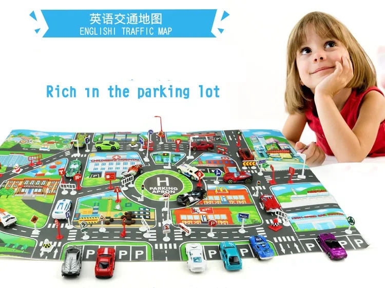 

Infantil Baby Mat Tapete Infantil Traffic Routes Playing Mat Car City Parking Map English Version Interesting Toys For Children