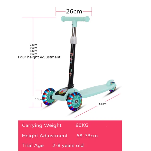 Doki Children's Scooter Kid Scooter 3 In 1 Balance Bike Children's Tricycle Scooter For Kids Ride On Toys Flash Folding Baby Car 3