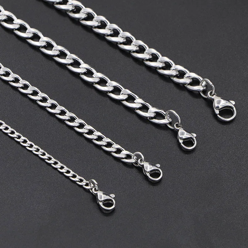 Stainless Steel Necklace for Men Women Curb Cuban Link Chain Jewelry Gifts