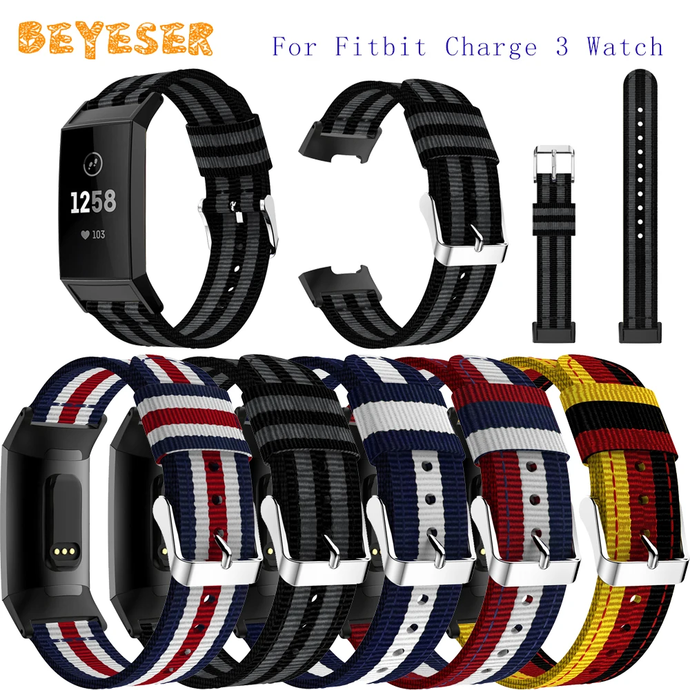 

New Nylon Wristband Bracelet For Fitbit Charge 3 Smart Watch Strap Adjustable Replacement For Fitbit Charge 3 Smart Watch Band
