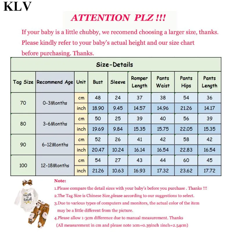 KLV костюм из 3 предметов комбинезон с длинными рукавами и надписью для новорожденных+ длинные штаны с цветочным принтом+ повязка на голову комплект одежды для маленьких девочек