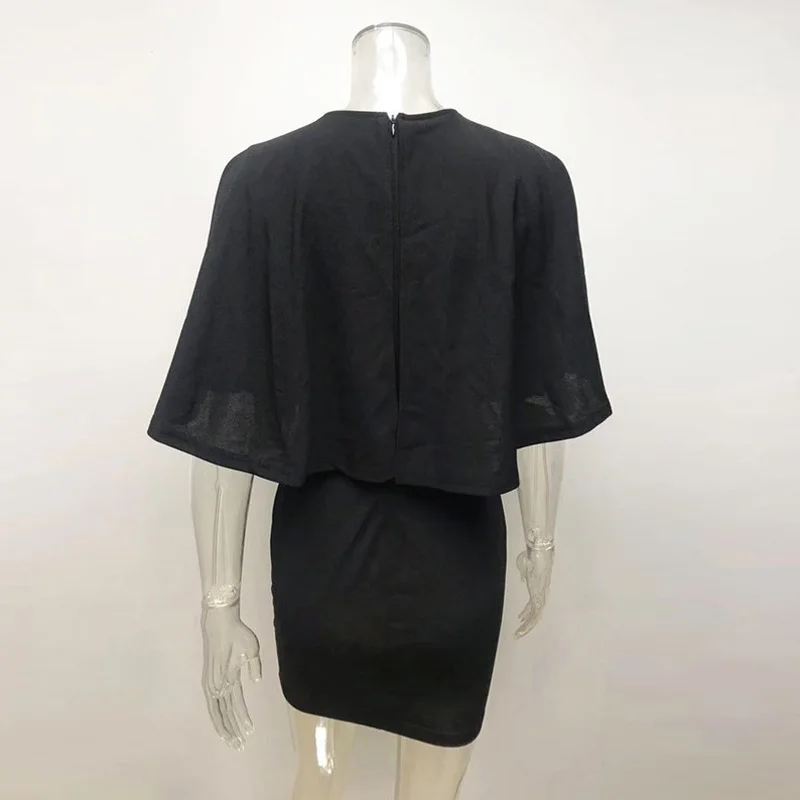 Твердые Бисероплетение с коротким рукавом Bodycon мини-платье женское круглый вырез повседневное короткое платье Рабочая одежда