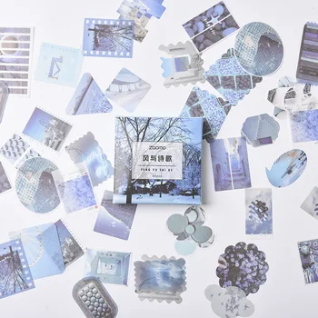 

80pcs Stickers /Box Sky Color Wind Poetry Decorative Stickers DIY Phone Hand Account Decor Sticker