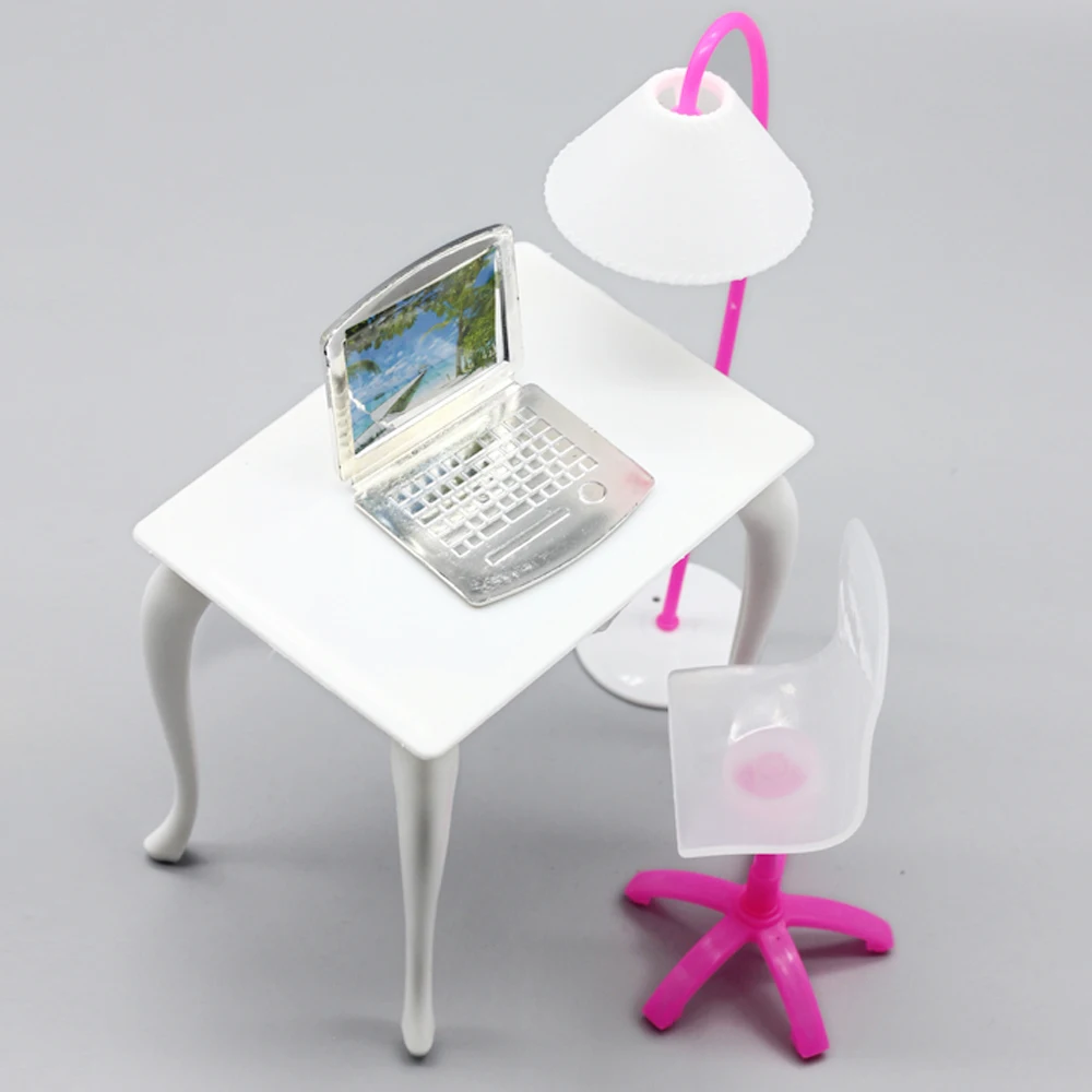 ,doll play house doll furniture desk+lamp+laptop+chair accessories for 1/6 1/8 Doll
