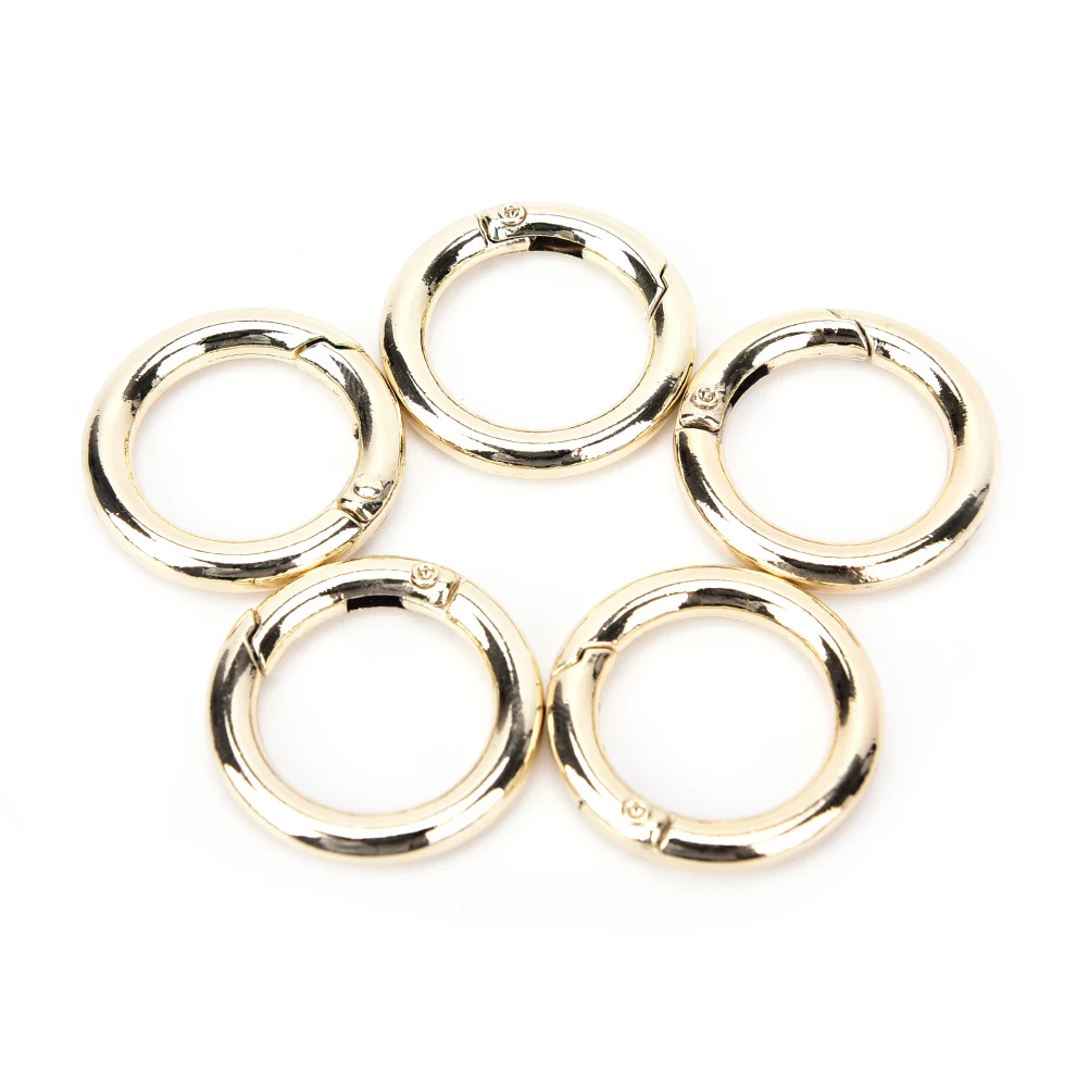 5pcs Silver Circle Round Carabiner Camping Spring Snap Clip Hook Keychain Camping Climbing Hiking Outdoor High Quality