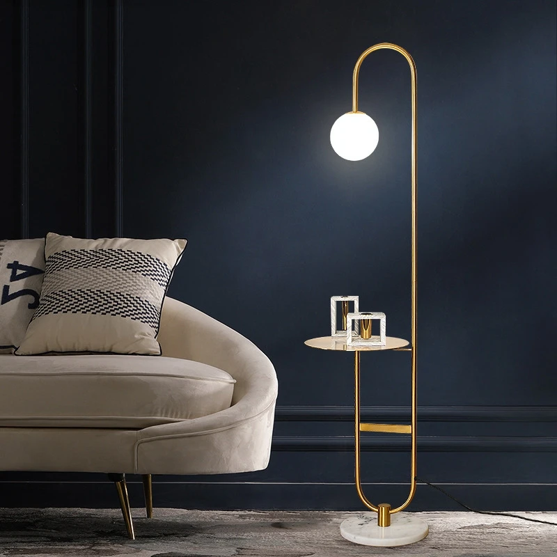 Modern Floor Lamp Nordic Standing with Round Table Art Deco Lamps for Living Room LED Sofa Lights Tea | Освещение