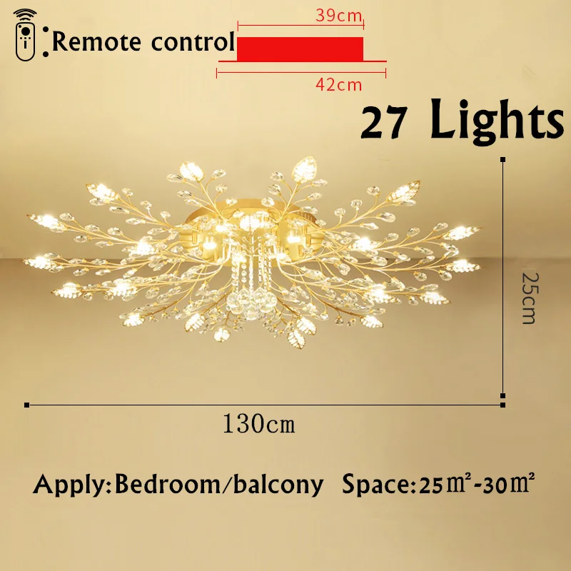 Современный роскошный светодиодный потолочный светильник с кристаллами Lustre de cristal, хрустальный шар, потолочный светильник для дома, гостиной, осветительные приборы - Цвет корпуса: 27lights control