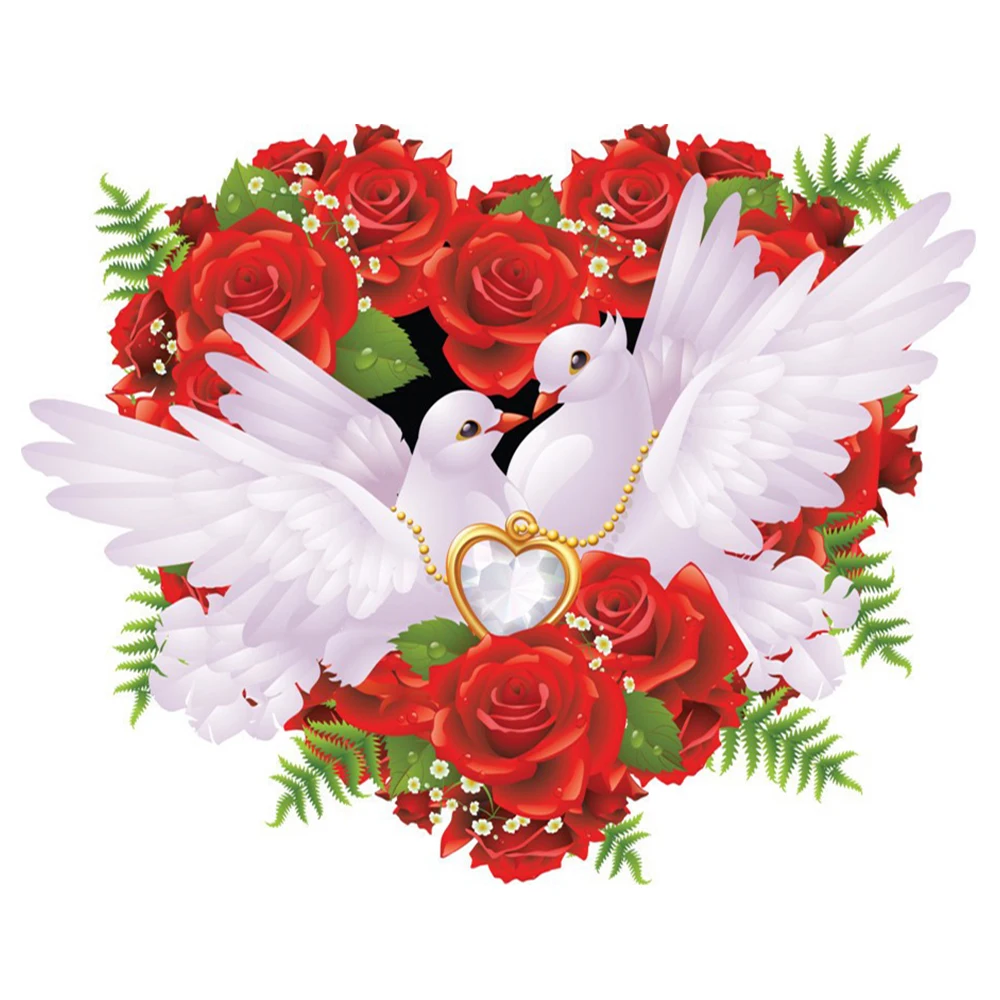 Diamond Painting 5D DIY Diamond Embroidery White Pigeons Full Square Diamond Painting Cross Stitch Rhinestone Mosaic Painting Wedding Gift