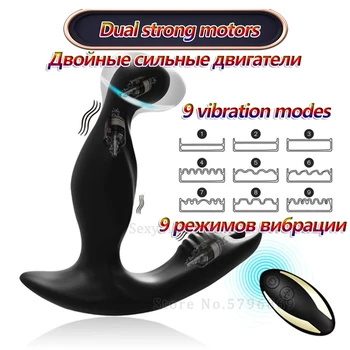 Positive+Reverse 360° Rotating Vibration Prostate Massager Butt Plug Scrotum Stimulate Remote Control Anal Sex Toys For Men Gay 3